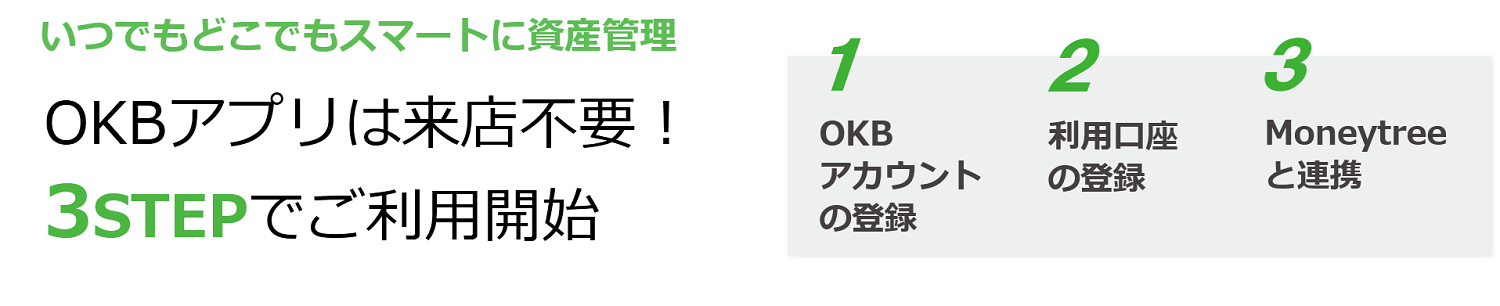 OKBアプリは来店不要!3STEPでご利用開始!!